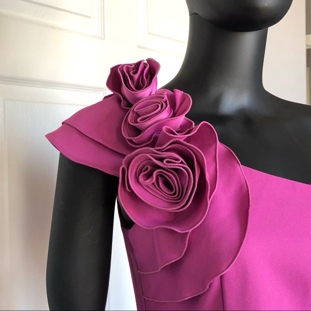 BNWT Jessica Simpson Party sheath dress pink floral 3D size 8 one shoulder $148